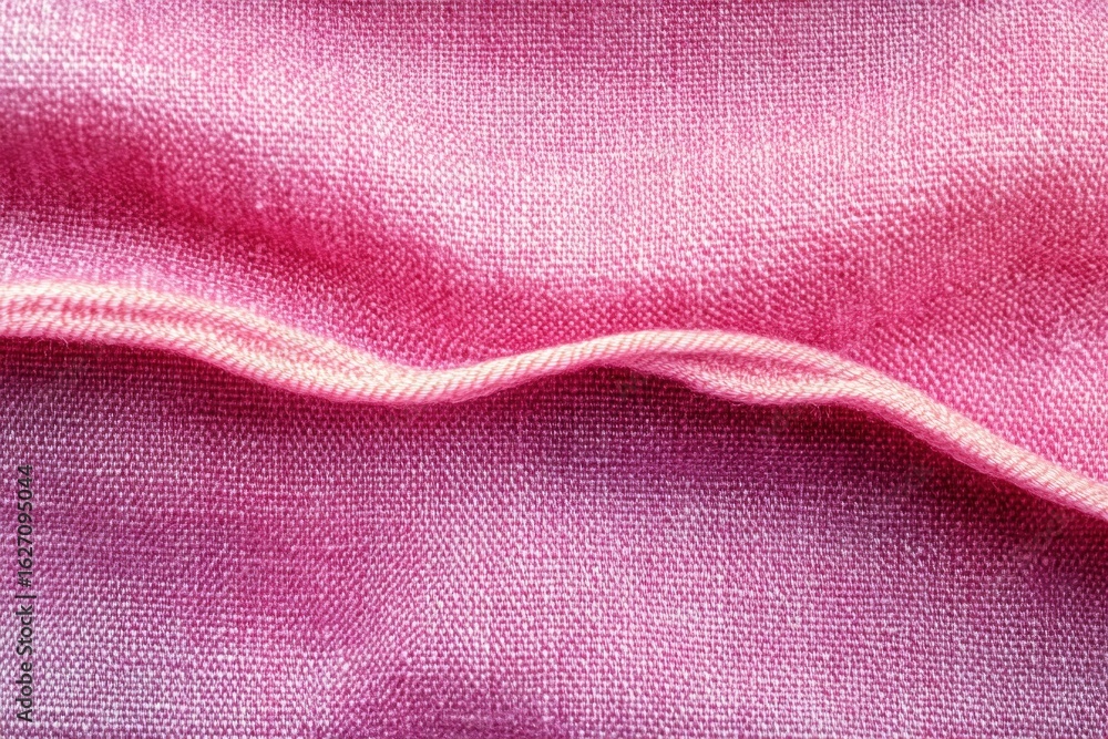 Poster Close-up view of soft pink textured fabric with a flowing fold creating gentle curves and smooth texture