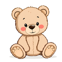 Cute teddy bear isolated on white background png transparent clipart.
