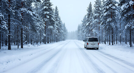 Contemporary in the road of winter Rovaniemi, Lapland, Finland