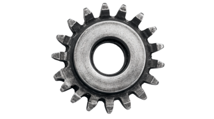 a metal gear wheel with a hole in the center