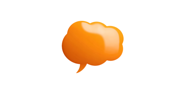a orange object with a speech bubble in the middle