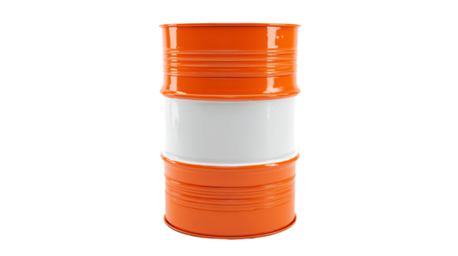 a stack of orange and white barrels sitting on top of each other