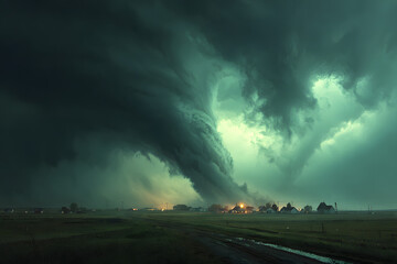 A large tornado, green sky.&nbsp;