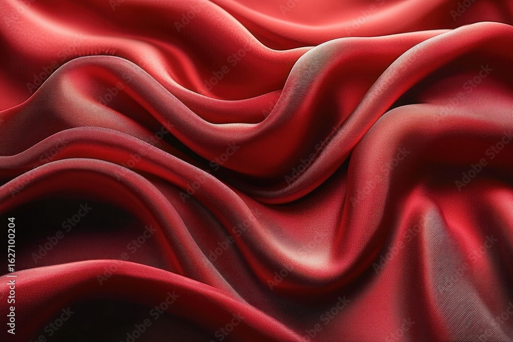 Poster smooth, flowing red fabric with dynamic folds and soft texture creating an elegant and luxurious app