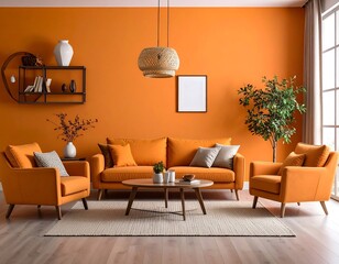 Orange living room interior design