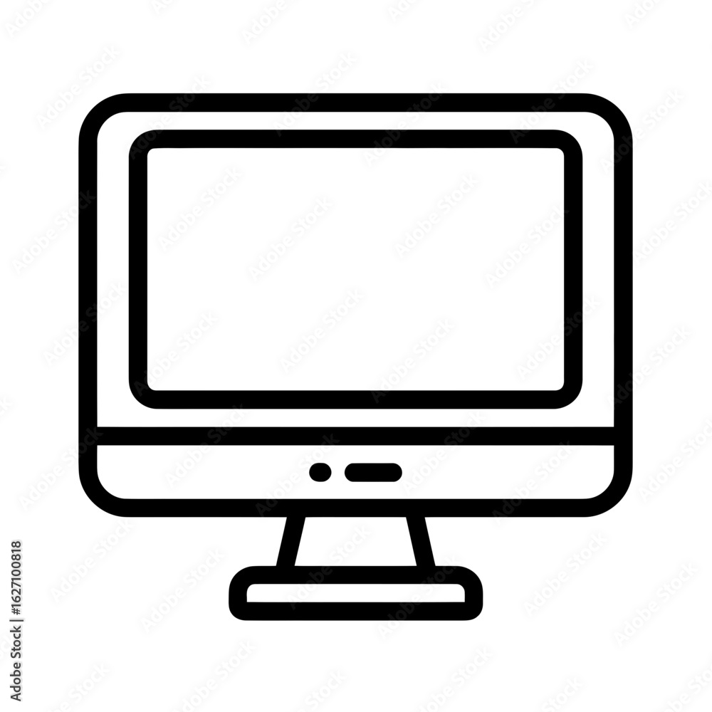 Poster simple monitor illustration with a black outline and white screen, concept for user interface design