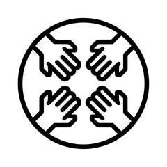 Fototapeta premium Four hands join together in a circle, creating a unified symbol of collaboration, concept for teamwork support, community engagement and partnership coordination