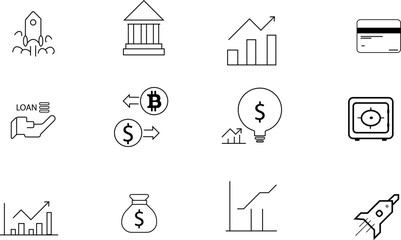 Vector Icon Collection for Business and Finance Editable Stroke Style