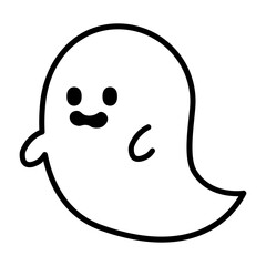かわいいおばけの線画ハロウィンアイコン
