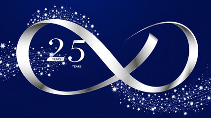 25 years anniversary silver jubilee seamless infinity logo icon unit blue