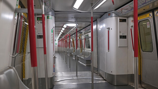Hong Kong - July 13 2025:  the Hong Kong mtr train , one of main subway transport system in Hong Kong 