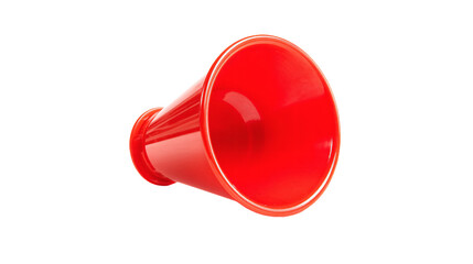 a red speaker is on a white surface