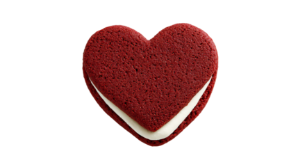 a heart shaped red velvet cookie with white icing
