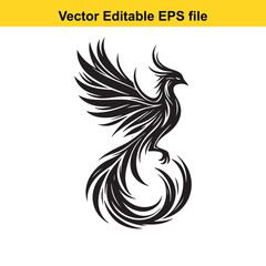 Obraz premium Vector art of phoenix bird isolated on white background long horn, , long horn