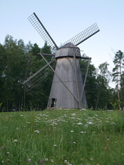 Amazing windmill at the Estonian Open Air Museum, in the outskirts of Tallinn, during a lovely summer afternoon.