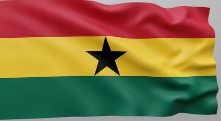 Obraz premium Ghana National Flag Waving in Wind Motion