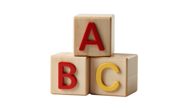 a wooden block with the letters abc and c