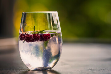 summer drink with raspberries