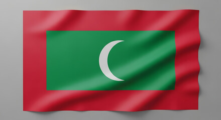 The Waving Flag of Maldives Country