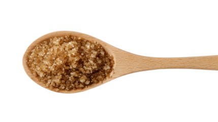 a wooden spoon with brown sugar on it
