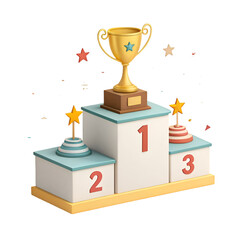 podium with gold trophy