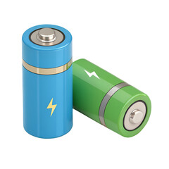 aa batteries on white background