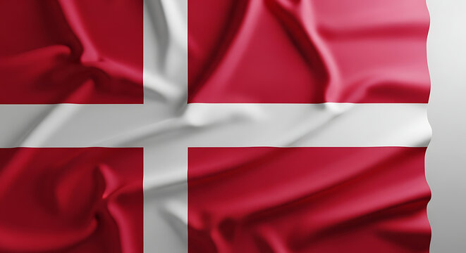 Textured Danish Flag with Elegant Folds and Motion