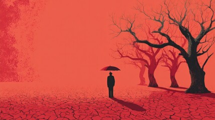 Seeking Shade: A Lone Figure Under Scorching Heat