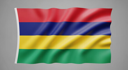 Obraz premium The Vibrant Flag of the Republic of Mauritius Waving in the Wind