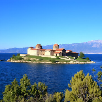 Sevanavank - monastic complex located on peninsula of Lake Sevan, Armenia