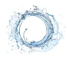 Water forming whirlpool on white background. Whirling fluid