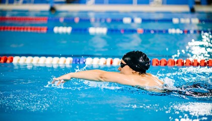 Swimmer in indoor pool
