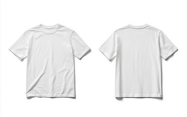 Minimalist digital mockup featuring front and back views of a plain T-shirt for design isolated on white background PNG