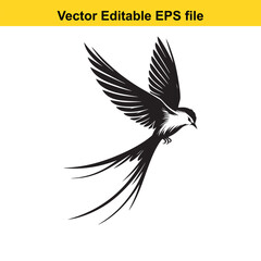 Obraz premium Vector art of flying bird isolated on white background long horn, , long horn