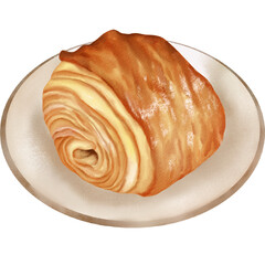 Watercolor Illustration of Pain au Chocolat