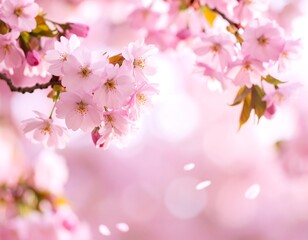 Fototapeta premium Soft pink cherry blossoms in spring