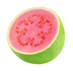 Photo of half of ripe guava isolated on transparent background.