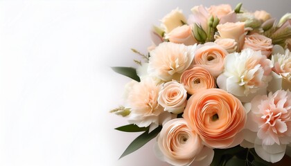 floral bouquet of peach and white flowers