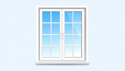 Fototapeta premium White window with a light blue sky