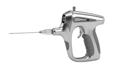 Silver Surgical Tool with Precision Needle on Transparent Background Render in 3D Medical Equipment for Healthcare and Research Innovative Engineering Design Metallic Chrome Finish