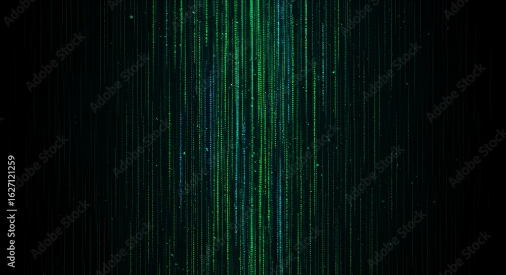 Poster green binary code futuristic digital stream dark abstract background