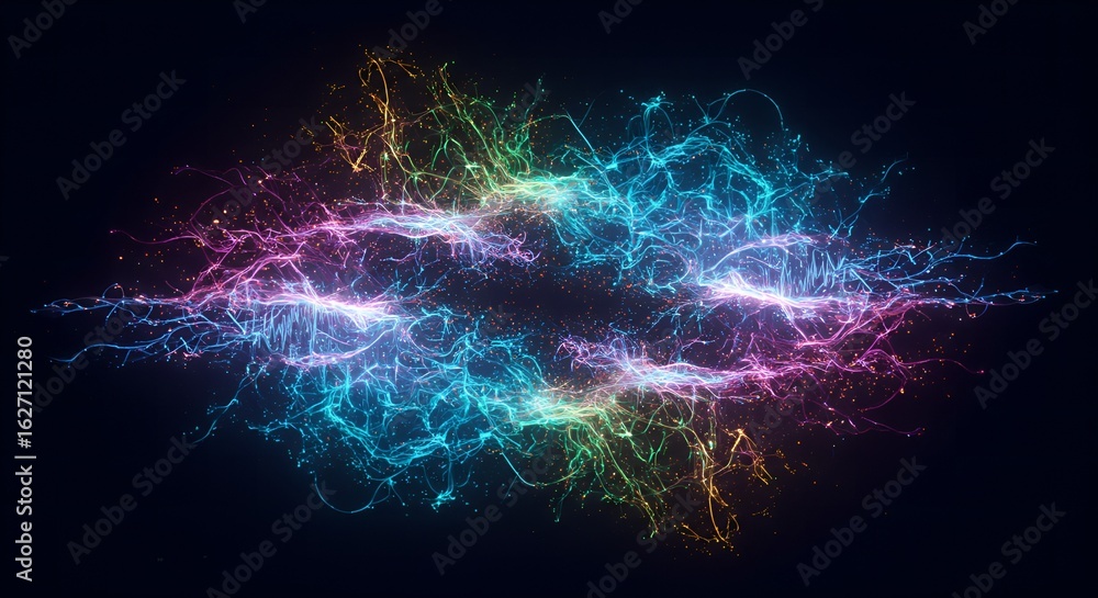 Poster abstract colorful glowing energy lightning spark graphic design element
