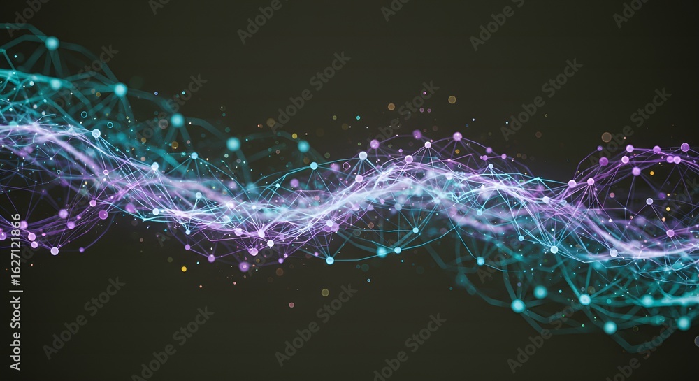 Aufkleber abstract futuristic connection plexus network node data visualization background