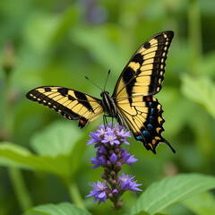 Spicebush Swallowtail Butterfly on Blue Pickerel Weed