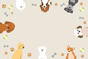 Dogs frame with pet supplies 