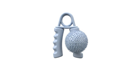 Spherical Hand Grip Exercise Tool with Light Gray Tones Isolated on a Transparent Background for Strength Training and Fitness Purposes