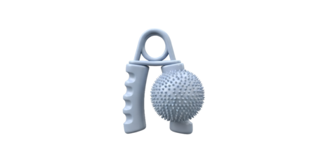 Spherical Hand Grip Exercise Tool with Light Gray Tones Isolated on a Transparent Background for Strength Training and Fitness Purposes
