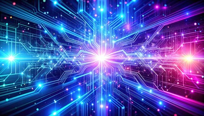 Obraz premium Futuristic Digital Circuit with Glowing Lights