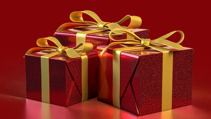 The Red Gift box  for celebration or Holiday concept 3d Rendering.