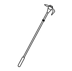 Ski Pole Outline Vector on White Background